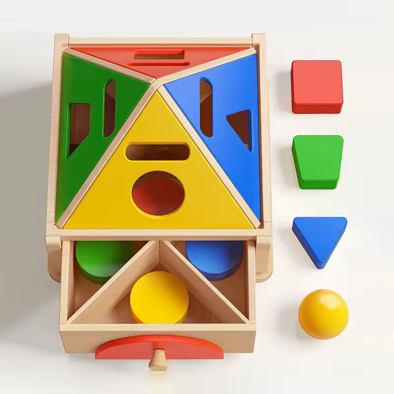 Wooden Shape & Coin Drop Box for Focused Play